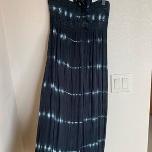 Strapless empire dress lightweight summer dress medium tie dye black
